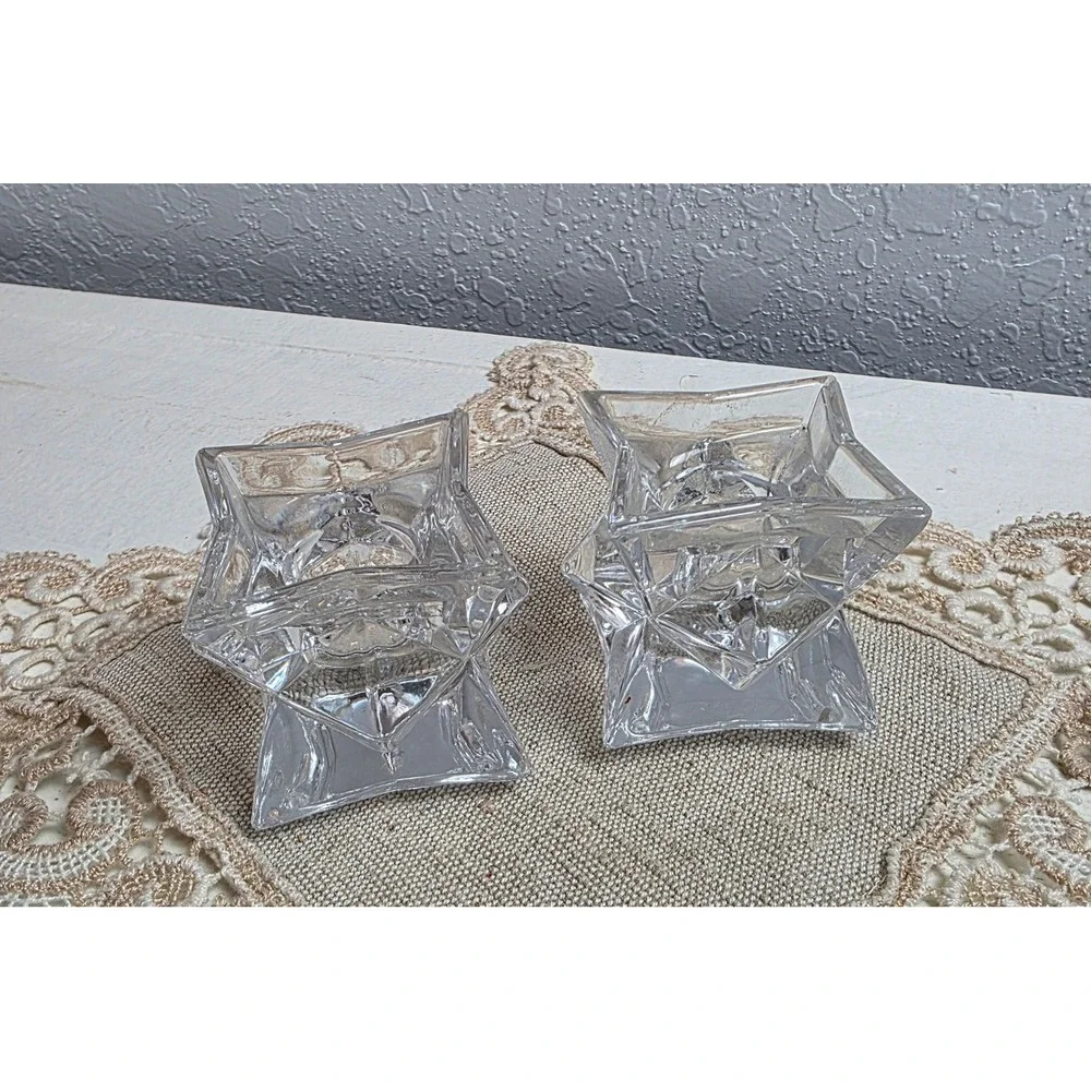 CLEARANCE 💲6️⃣ Vintage Glass Star Shaped Taper Candle Holders All Occasion